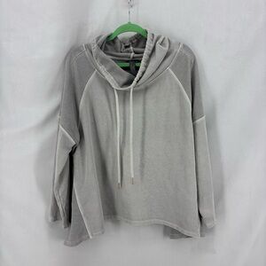 Sweaty Betty Gray Funnel Neck Hoodie XL Long Sleeve Cotton Relaxed Fit Top